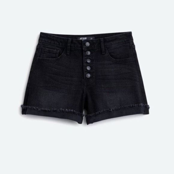 ✨JUST BLACK BUTTON FLY CUFFED SZ 30 SHORTS✨ - Picture 2 of 7